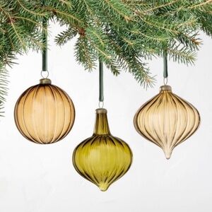 3pk Assorted Colored Glass Ornament Set - Hearth & Hand™ with Magnolia
